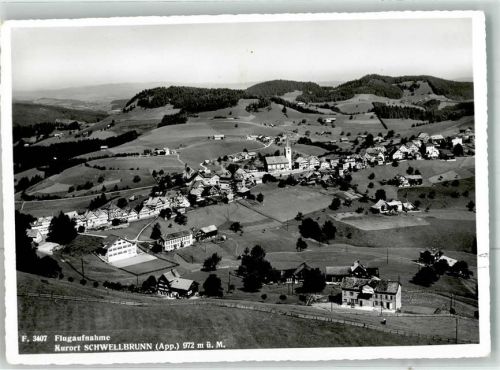 9103 Schwellbrunn 1957 Foto AK Fliegeraufnahme