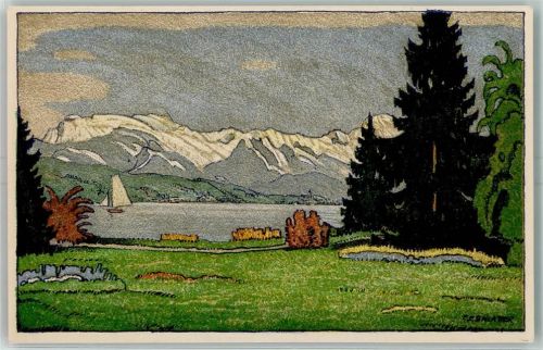 8000 Zürich Künstlersteindruck Quai sign E. E. Schlatter Werbung Chocolats Lindt & Sprüngli