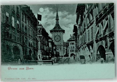 3000 Bern Berne Mondschein Beim Zeitglockenturm Brunnen