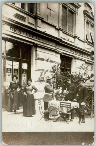 9425 Thal Gebrauchsspuren Gasthaus Concordia Soldaten Uniform Bierkrüge Ort handschriftlich Privatfoto-AK