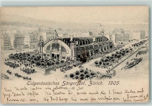 8000 Zürich 1905 Karte beschädigt Eidgen. Sängerfest Künstlerkarte