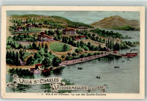 6045 Meggen 1913 Künstlerkarte Villa St. Charles Vordermeggen