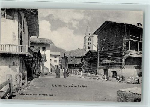 1983 Evolène 1903 - Strassenansicht mit Kirchturm, Verlag J.J. Nr. 7071, gute Erhaltung AK