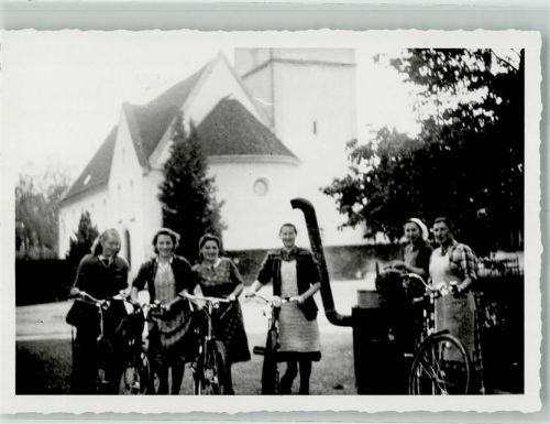 9545 Wängi 1949 Foto AK Kirche Ort handschriftlich Fahrrad