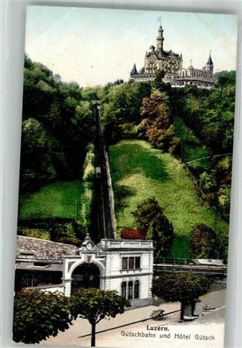 6000 Luzern Lucerne Foto AK Standseilbahn Gütschbahn Hotel Gütsch