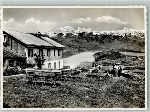 8835 Feusisberg 1943 Foto AK Gasthaus Etzel Kulm Blick auf Zürichsee Säntis und Speer