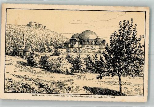 4143 Dornach 1923 Radierung Goetheanum freie Hochschule für Geisteswissenschaft