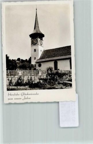 3665 Wattenwil FOTO KEINE AK Neujahrskarte Kirche Uhr Zaun Foto 10cm x 7cm, rückseitig Haftspuren