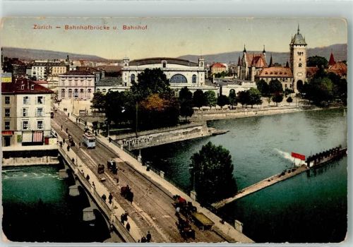 8000 Zürich - Bahnhofbrücke Bahnhof Strassenbahn Kutschen