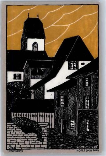 5600 Lenzburg Künstlerkarte Kirche