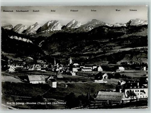 9652 Neu St. Johann - Nesslau mit Churfirsten Toggenburg Hinterruck Scheibenstoll Zustoll Brisi Frümsel Selun Wart Scheere