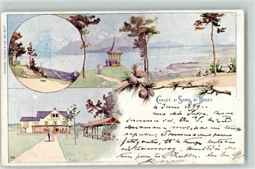 Signal-de-Bougy 1899 Künstlerkarte Chalet sign