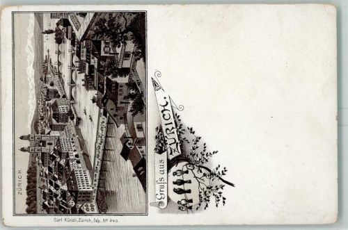 8000 Zürich Gebrauchsspuren Vorläufer Gruss aus Lithographie Verlag Künzli Nr. 240 AK