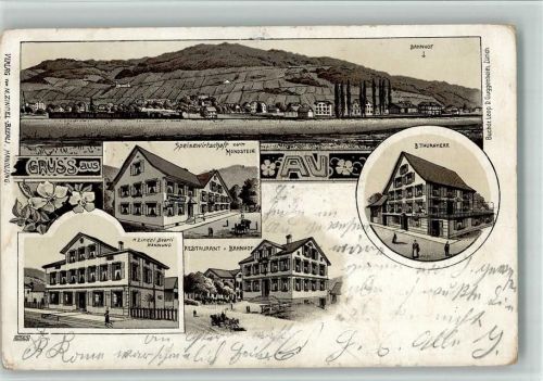 8804 Au ZH 1903 BOAKC Lithographie Gasthaus Zum Mondstein Bahnhof Handlung M. Zindel Beerli B. Thurnherr Gasthaus Zum Bahnhof Bahnpost Nr 25 Gebrauchsspuren, bitte Scan genau beachten!