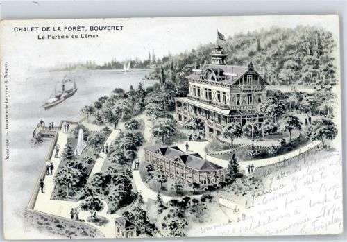 1897 Bouveret 1902 Lithographie Hotel Dampfer