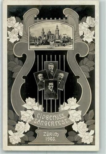 8000 Zürich 1905 Fotomontage AK Jugendstil Sängerfest 1905 Verlag Steiner & Co