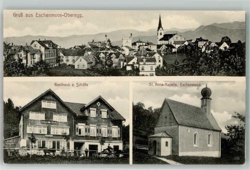 9413 Eschenmoos Foto AK Gasthaus zum Schäfle Kirche St. Anna Kapelle