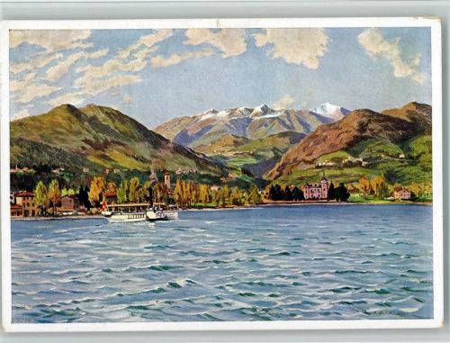 Caslano Lago di Lugano Personenschiff Raddampfer Pro Infirmis Schweiz Künstlerkarte