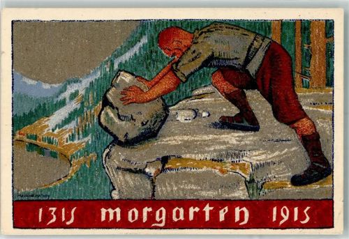 6315 Morgarten 1915 Künstlerkarte sign. Mathey, Maurice Die Schlacht von Morgarten 1315 Jubiläumsfeier Künstlerkarte