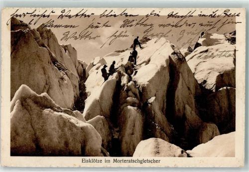 Morteratschgletscher 1913 - Bergsteiger Eisklötze