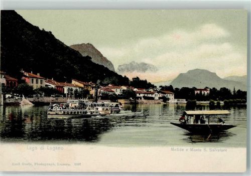 6815 Melide 1900 - Lago di Lugano Verlag Goetz 2107 Raddampfer