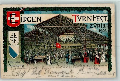 1903 Lithographie / Künstlerkarte Festhalle sign. K. Mossdorf + SST