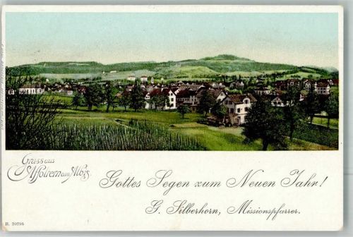 8910 Affoltern am Albis 1903 Lithographie Neujahr Gottes Segen