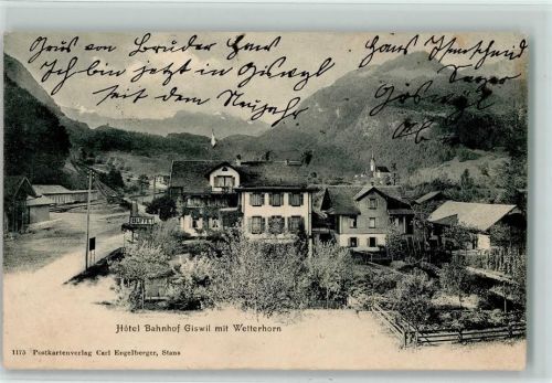 6074 Giswil 1903 - Hotel Bahnhof Giswil mit Wetterhorn