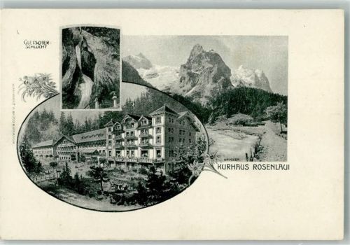 3860 Rosenlaui Foto AK Hotel Kurhaus Rosenlaui Gletscherschlucht