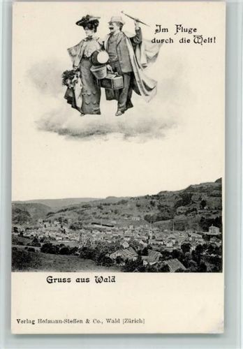 8636 Wald ZH 1912 Fotomontage AK Fliegende Menschen mit Gepäck , sehr gute Erhaltung AK