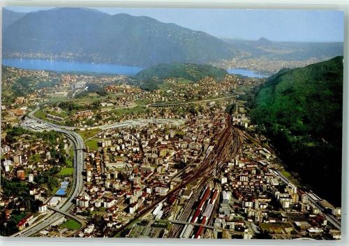 6830 Chiasso Foto AK Fliegeraufnahme Photoswissair Bahnhof