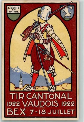 1880 Bex - Tir Cantonal Vaudois Wappen Ritter