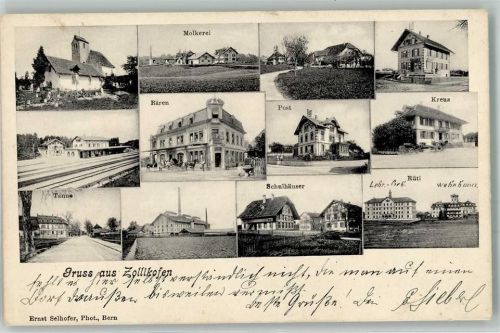 3052 Zollikofen 1908 - Molkerei Post Schulhäuser Bahnhof