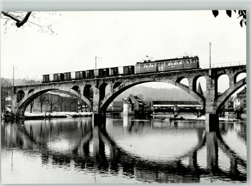 5620 Bremgarten AG 1970 - Repro Reussbrücke Bremgarten mit dem Mittagsgüterzug 12.3.1970
