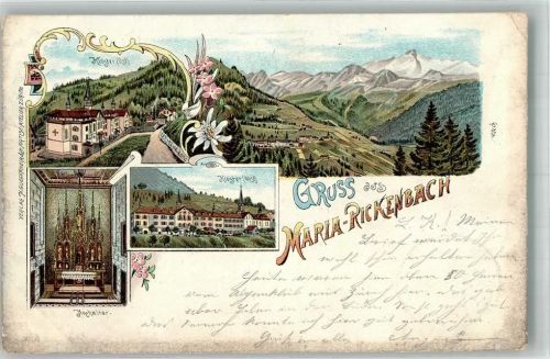 6383 Niederrickenbach Maria Rickenbach 1901 Gebrauchsspuren Kirche Kloster Lithographie