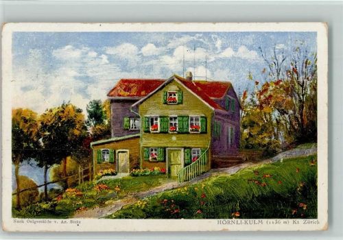 Hörnli ZH Künstlerkarte Hörnli-Kulm sign. Stutz Ar. Hüttenstempel