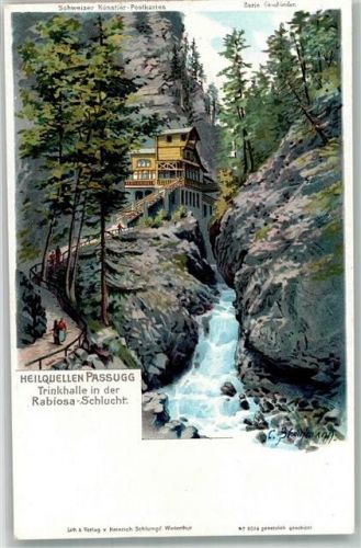 7062 Passugg-Araschgen Lithographie Trinkhalle Rabiosa Schlucht