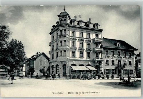 2800 Delémont Delsberg Foto AK Hotel de la Gare-Terminus