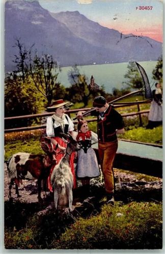 1918 Gebrauchsspuren Ziege Bauern AK