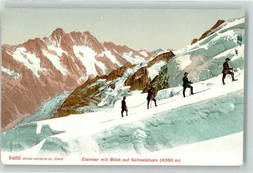 Eismeer Jungfraubahn - Bergsteiger Winter Schreckhorn