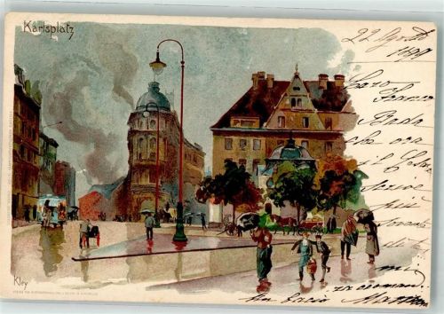 8280 Kreuzlingen 1899 Künstlerkarte sign. Kley Karlsplatz Ort lt. Stempel