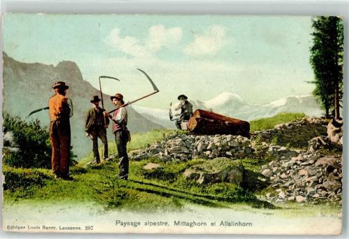 Allalinhorn 1908 - Paysage alpestre Mittaghorn