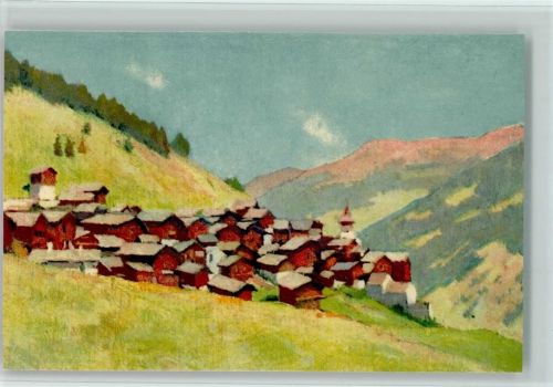 3961 Grimentz Künstlerkarte Ortsansicht