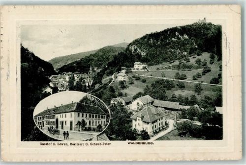 4437 Waldenburg 1914 Prägedruck Gasthaus Zum Löwen Bes. G. Schaub-Peter
