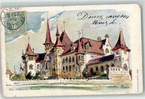 3000 Bern Berne Künstlerkarte Historisches Museum sign. Tieche