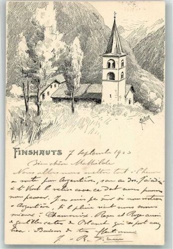 1925 Finhaut 1903 Radierung Finshauts Kirche