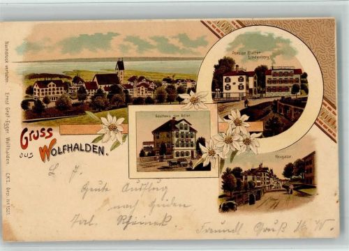 9427 Wolfhalden BOAKC Lithographie Gasthaus Zum Adler Pension Blatter Lindenberg Neugasse Verlag Künzli Nr 1527