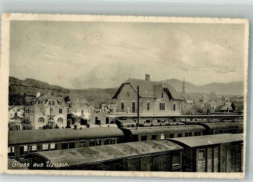 Uznach Bahnhof Cafe Bahnpost Zug 3405 Bahnhof Schweiz 1917 Foto AK