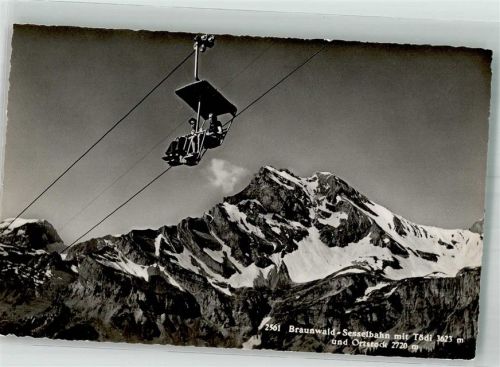 8784 Braunwald Foto AK Seilbahn Tödi Ortsstock