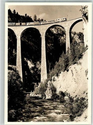 7477 Filisur Foto AK Eisenbahn Landwasser-Viadukt